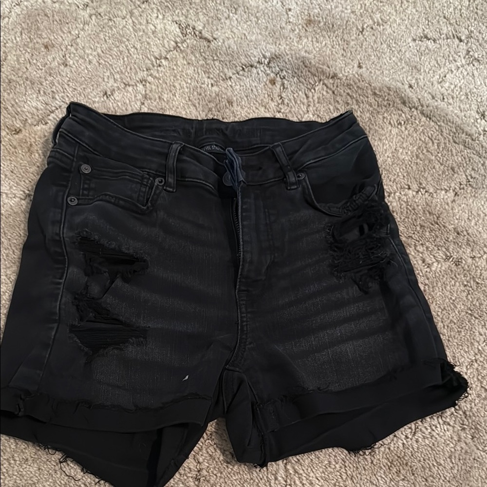 American Eagle Outfitters Black Distressed Jean Shorts